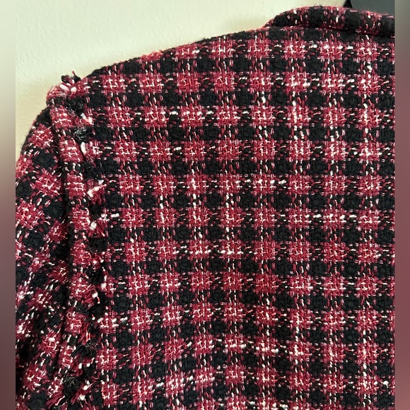 New Hugo Boss Johella Modern Tweed Cotton Blend Jacket. Red. Size 4 - Picture 5 of 15